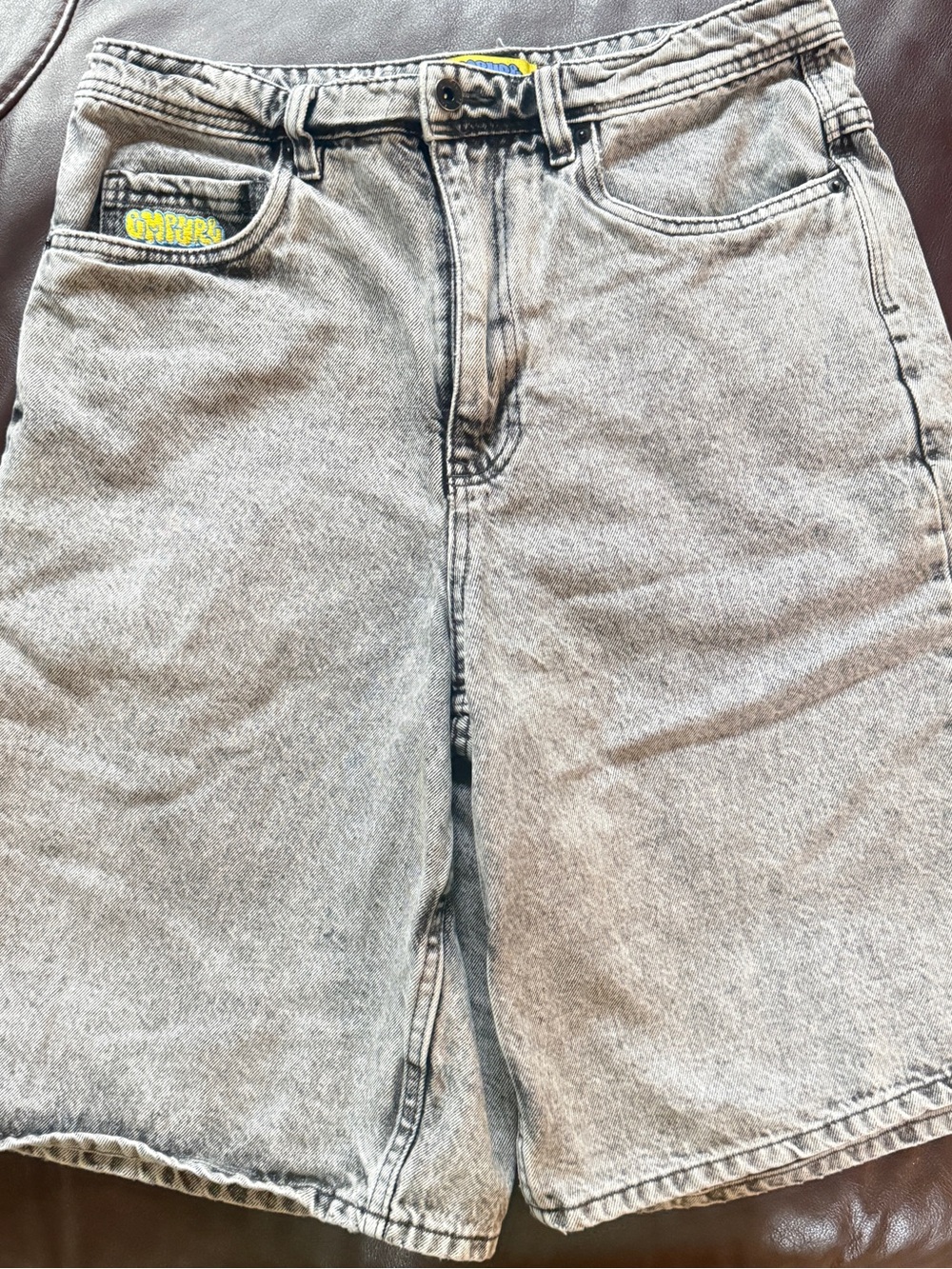 Empyre Light Grey Washed Denim Shorts
